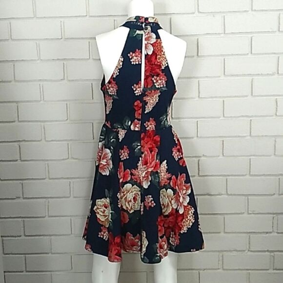 B. Darlin Navy Blue Floral Lace Fit & Flare Formal Vibrant Dress. Size 11/12 - Picture 7 of 13